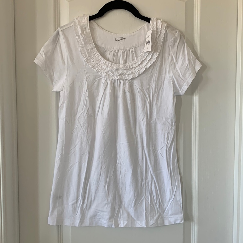 NWT 100% Cotton White Ruffled Top Size Small